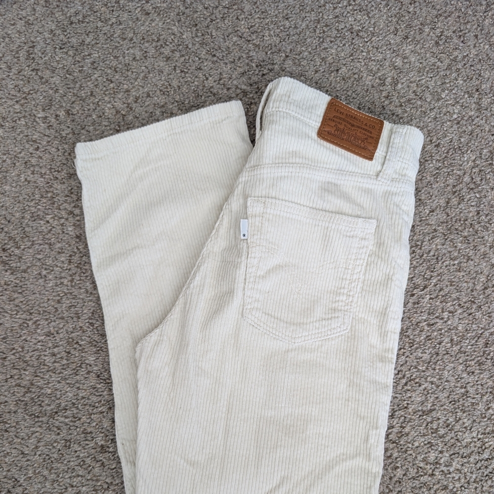 Levis premium corduroy cream ribcage straight leg jean pant